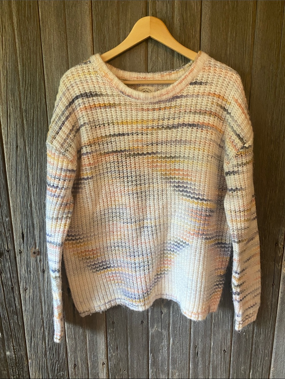 Soft Cream Multicolor Stripe Crewneck Sweater